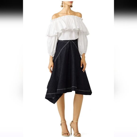 Alexis Off Shoulder Ruffle White Barbie Top Size XS - Picture 2 of 6